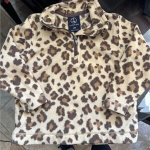 Baby girl 2t Lands End Kids' Animal Print cheetah leopard Fleece Pullover